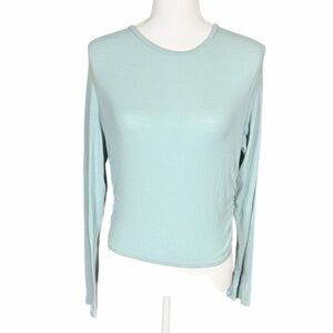 Long Sleeve Crewneck Top in Light Aqua